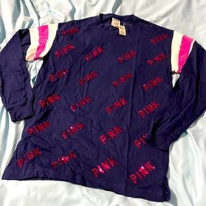 Pink Victoria’s Secret bling campus long sleeve shirt New Xs s rare